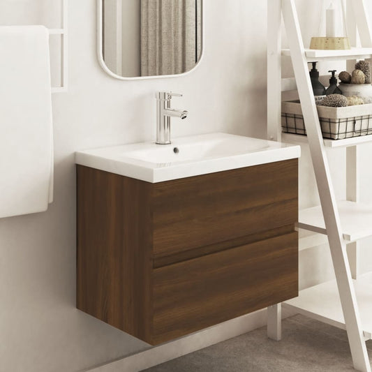Sink Cabinet Brown Oak 60x38.5x45 cm Engineered Wood