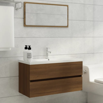 Sink Cabinet Brown Oak 90x38.5x45 cm Engineered Wood