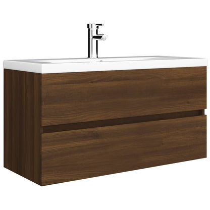 Sink Cabinet Brown Oak 90x38.5x45 cm Engineered Wood