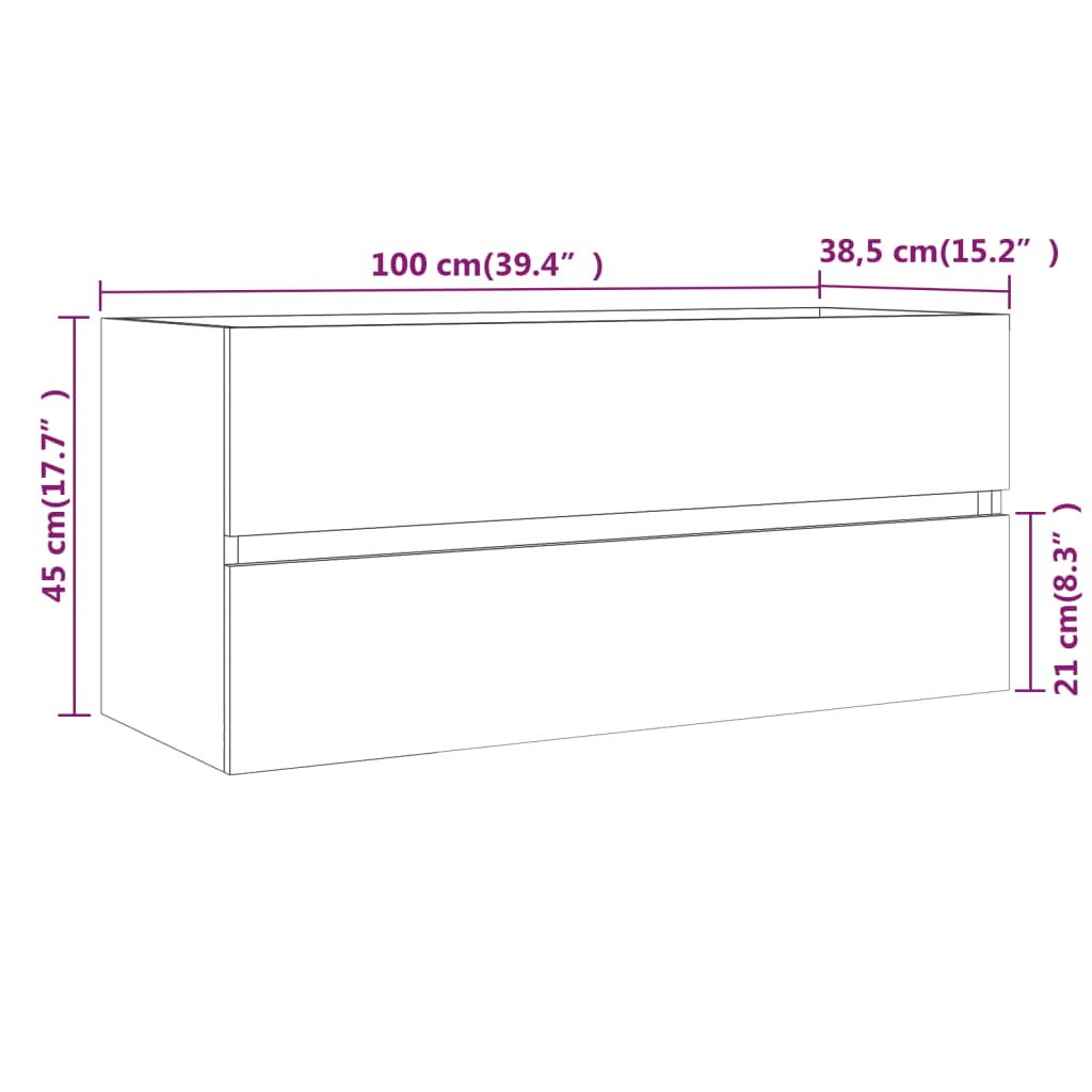 Sink Cabinet Smoked Oak 100x38.5x45 cm Engineered Wood