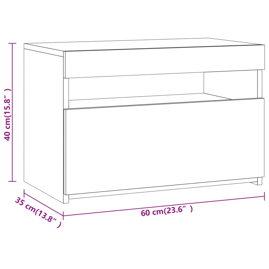 TV Cabinets 2 pcs with LED Lights Grey Sonoma 60x35x40 cm