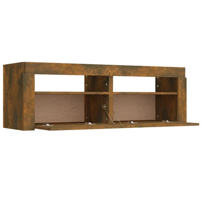 TV Cabinet with LED Lights Smoked Oak 120x35x40 cm