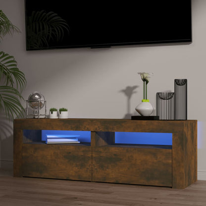 TV Cabinet with LED Lights Smoked Oak 120x35x40 cm