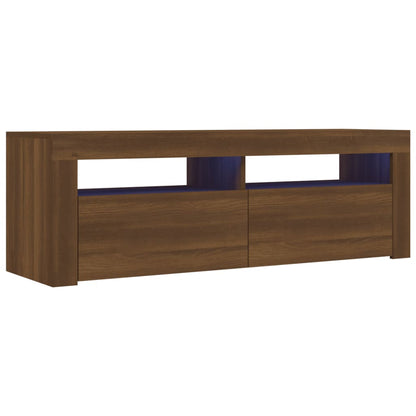 TV Cabinet with LED Lights Brown Oak 120x35x40 cm