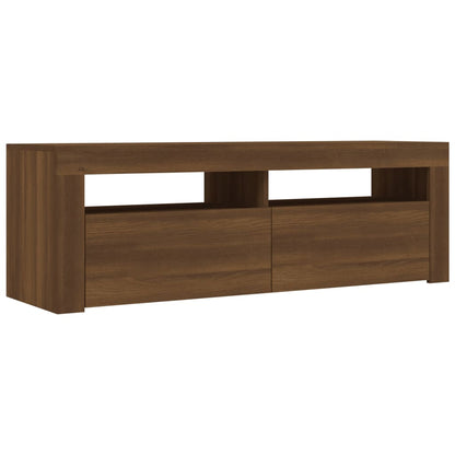 TV Cabinet with LED Lights Brown Oak 120x35x40 cm