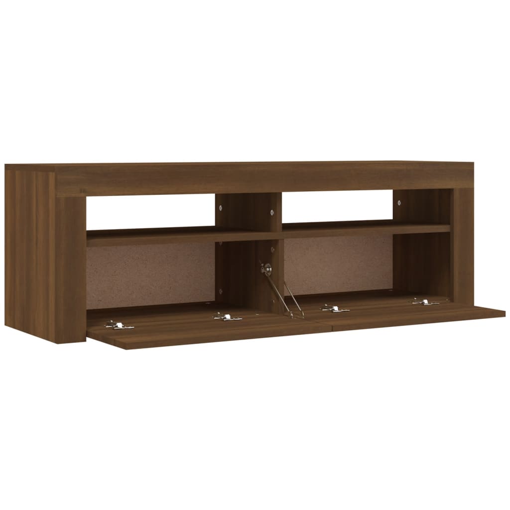 TV Cabinet with LED Lights Brown Oak 120x35x40 cm