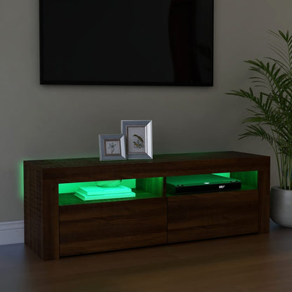 TV Cabinet with LED Lights Brown Oak 120x35x40 cm