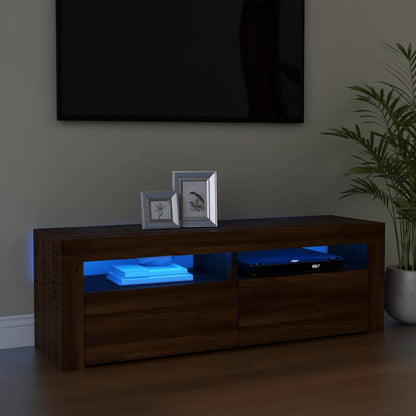 TV Cabinet with LED Lights Brown Oak 120x35x40 cm