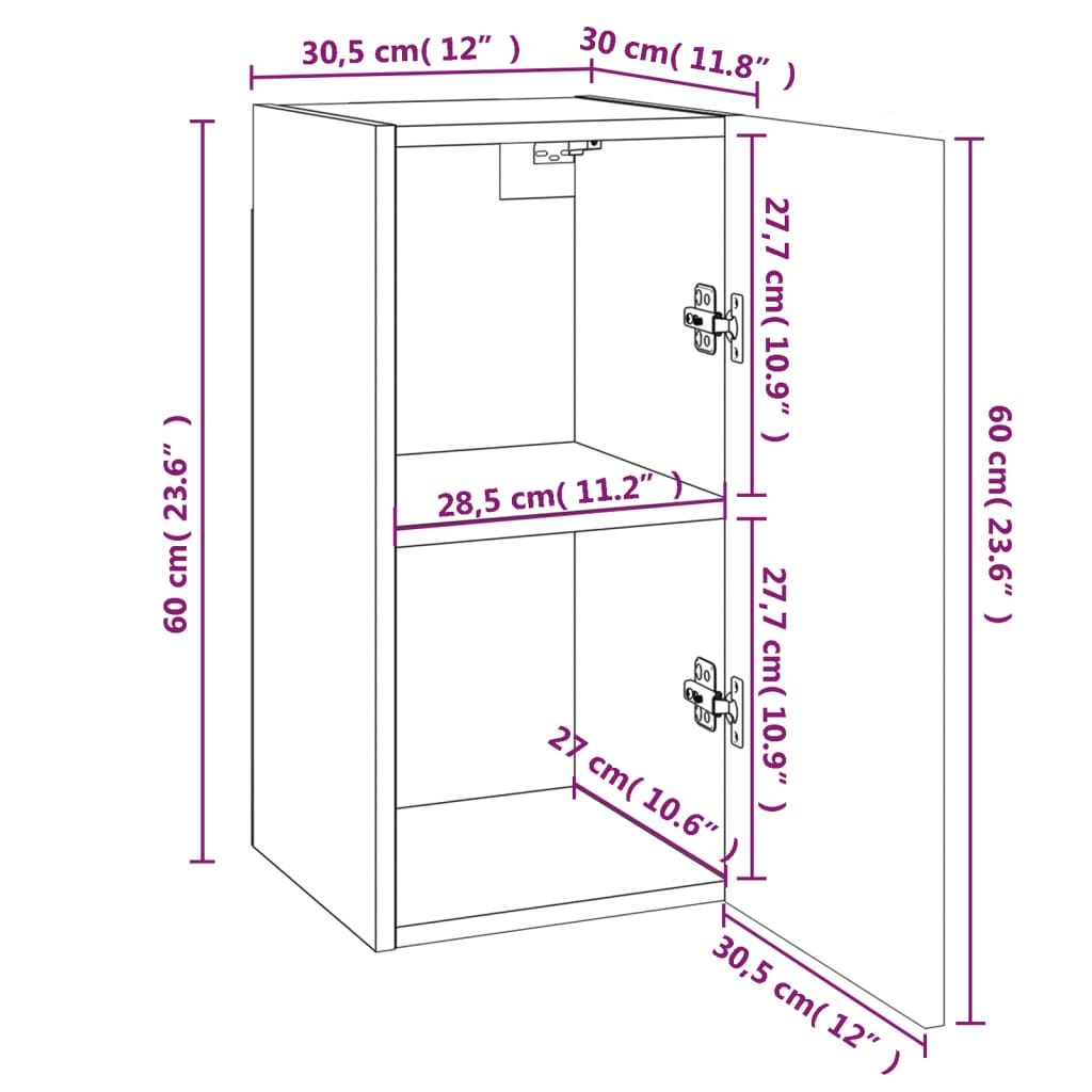 TV Cabinet Grey Sonoma 30.5x30x60 cm Engineered Wood