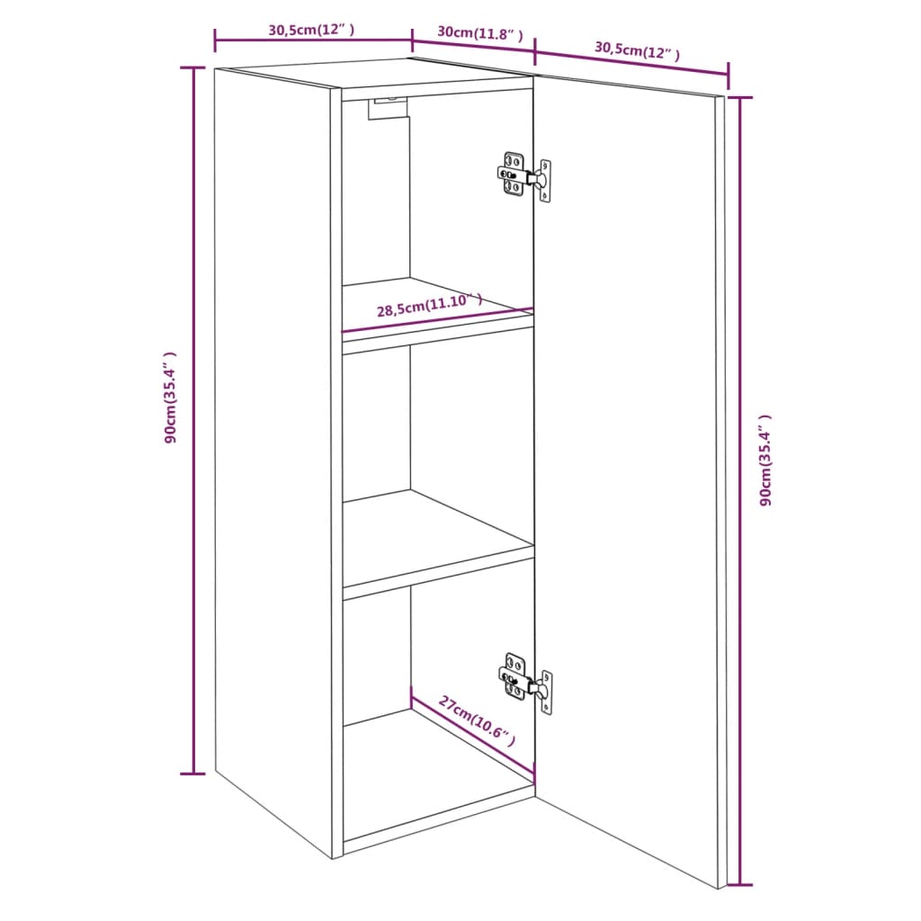 TV Cabinet Smoked Oak 30.5x30x90 cm Engineered Wood