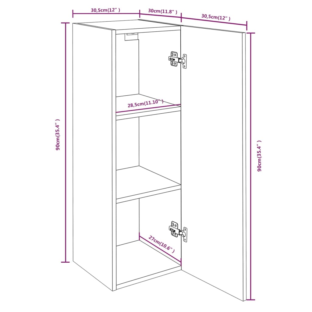 TV Cabinet Grey Sonoma 30.5x30x90 cm Engineered Wood