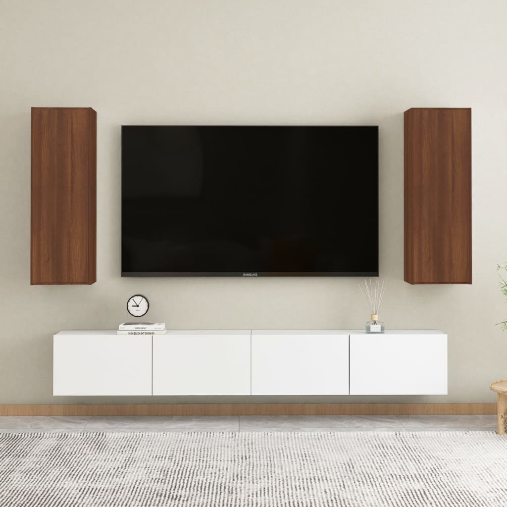 TV Cabinets 2 pcs Brown Oak 30.5x30x90 cm Engineered Wood