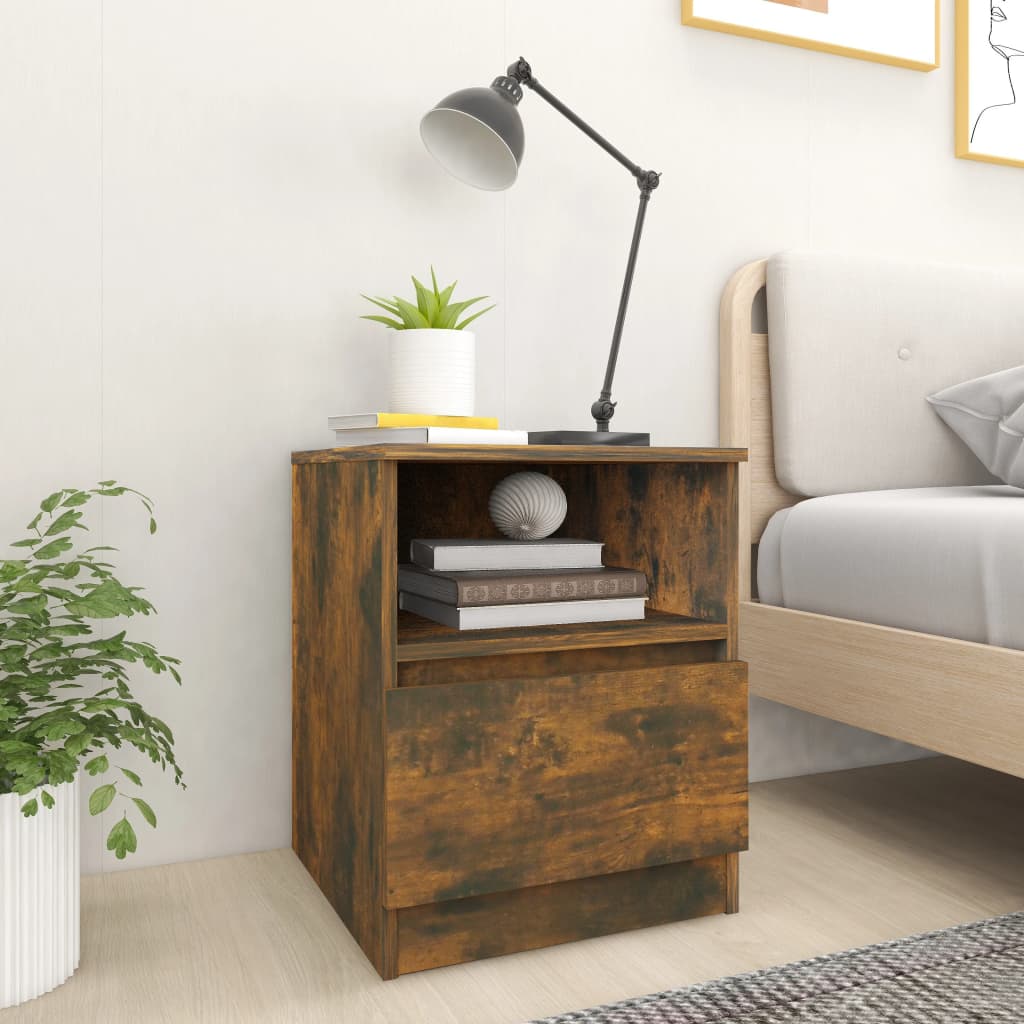 Bedside Cabinet Smoked Oak 40x40x50 cm Engineered Wood