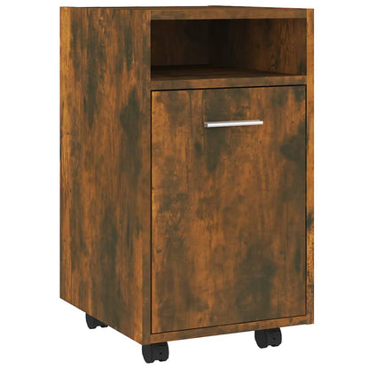 Side Cabinet with Wheels Smoked Oak 33x38x60 cm Engineered Wood