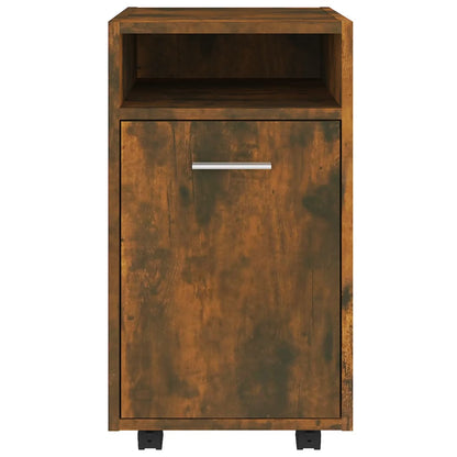 Side Cabinet with Wheels Smoked Oak 33x38x60 cm Engineered Wood