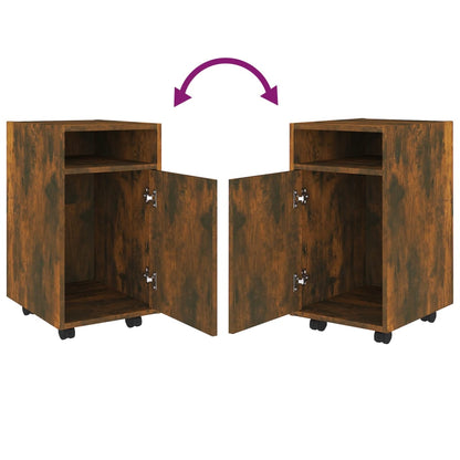Side Cabinet with Wheels Smoked Oak 33x38x60 cm Engineered Wood
