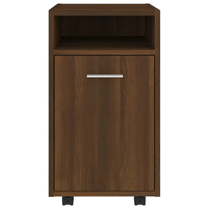 Side Cabinet with Wheels Brown Oak 33x38x60 cm Engineered Wood