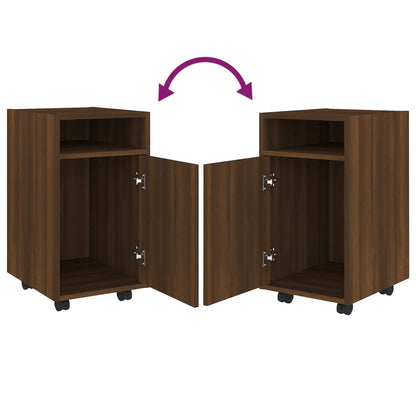 Side Cabinet with Wheels Brown Oak 33x38x60 cm Engineered Wood