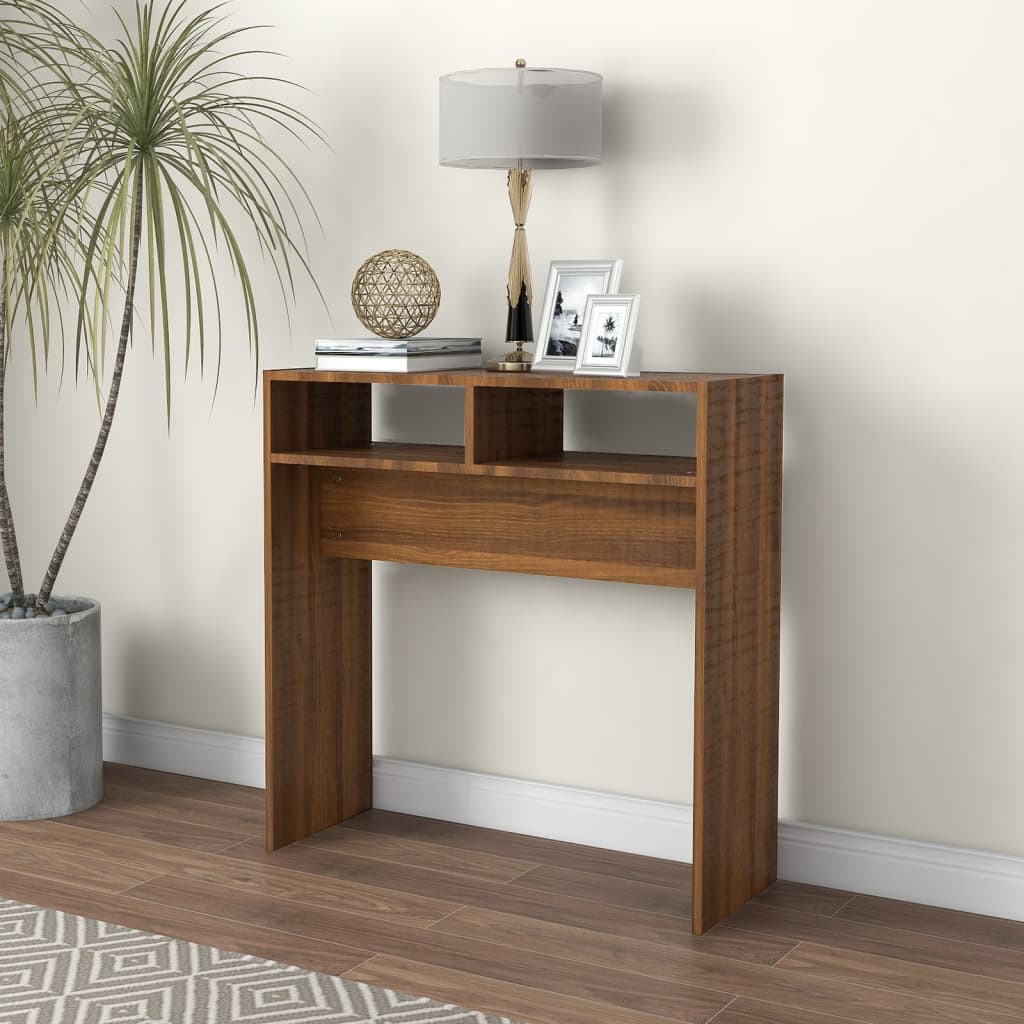 Console Table Brown Oak 78x30x80 cm Engineered Wood