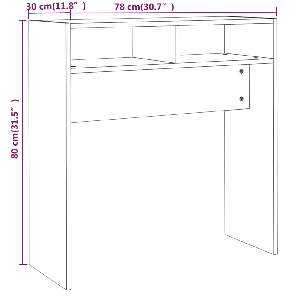 Console Table Brown Oak 78x30x80 cm Engineered Wood