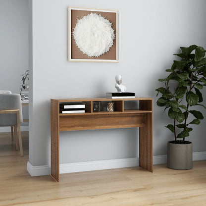 Console Table Brown Oak 105x30x80 cm Engineered Wood