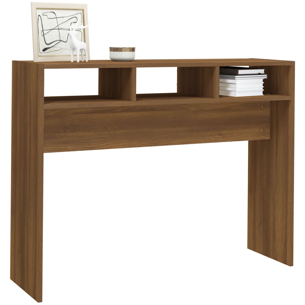 Console Table Brown Oak 105x30x80 cm Engineered Wood