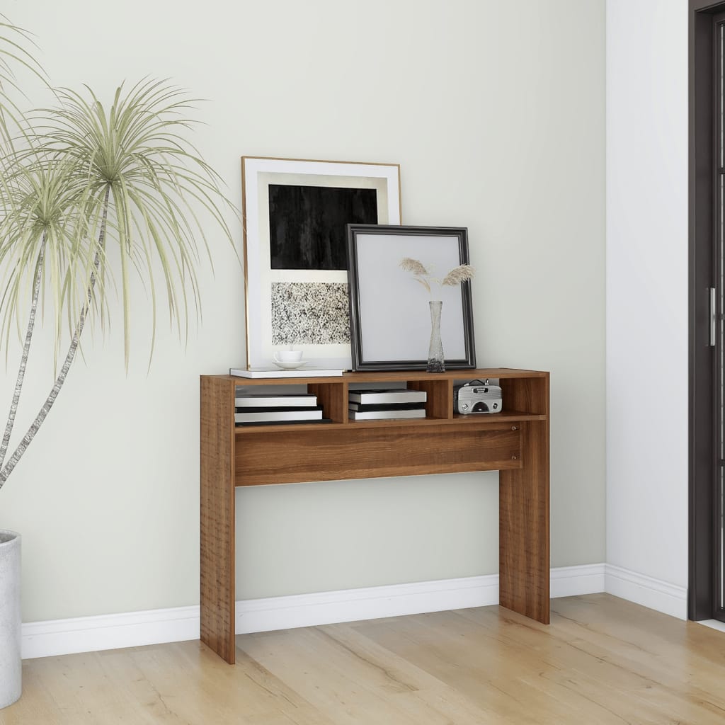 Console Table Brown Oak 105x30x80 cm Engineered Wood