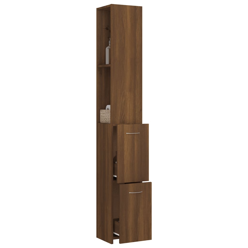 Bathroom Cabinet Brown Oak 25x26.5x170 cm Engineered Wood