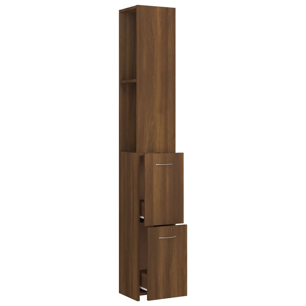 Bathroom Cabinet Brown Oak 25x26.5x170 cm Engineered Wood