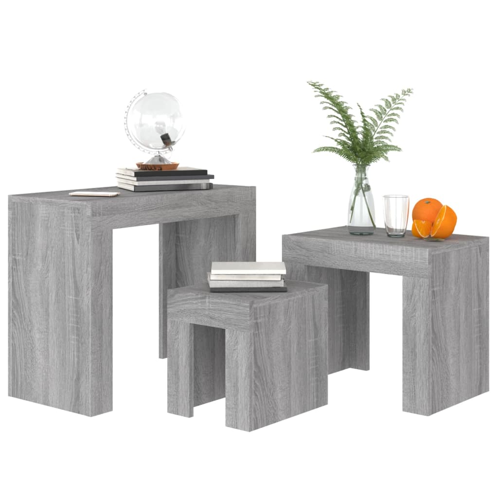 Nesting Coffee Tables 3 pcs Grey Sonoma Engineered Wood