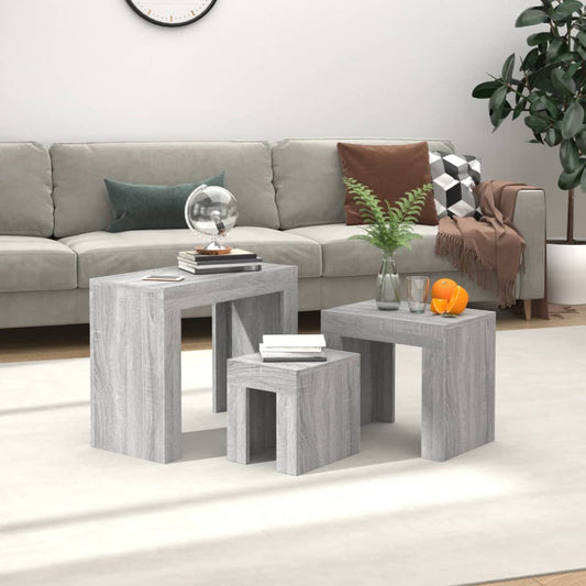 Nesting Coffee Tables 3 pcs Grey Sonoma Engineered Wood