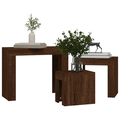 Nesting Coffee Tables 3 pcs Brown Oak Engineered Wood