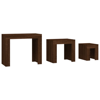 Nesting Coffee Tables 3 pcs Brown Oak Engineered Wood