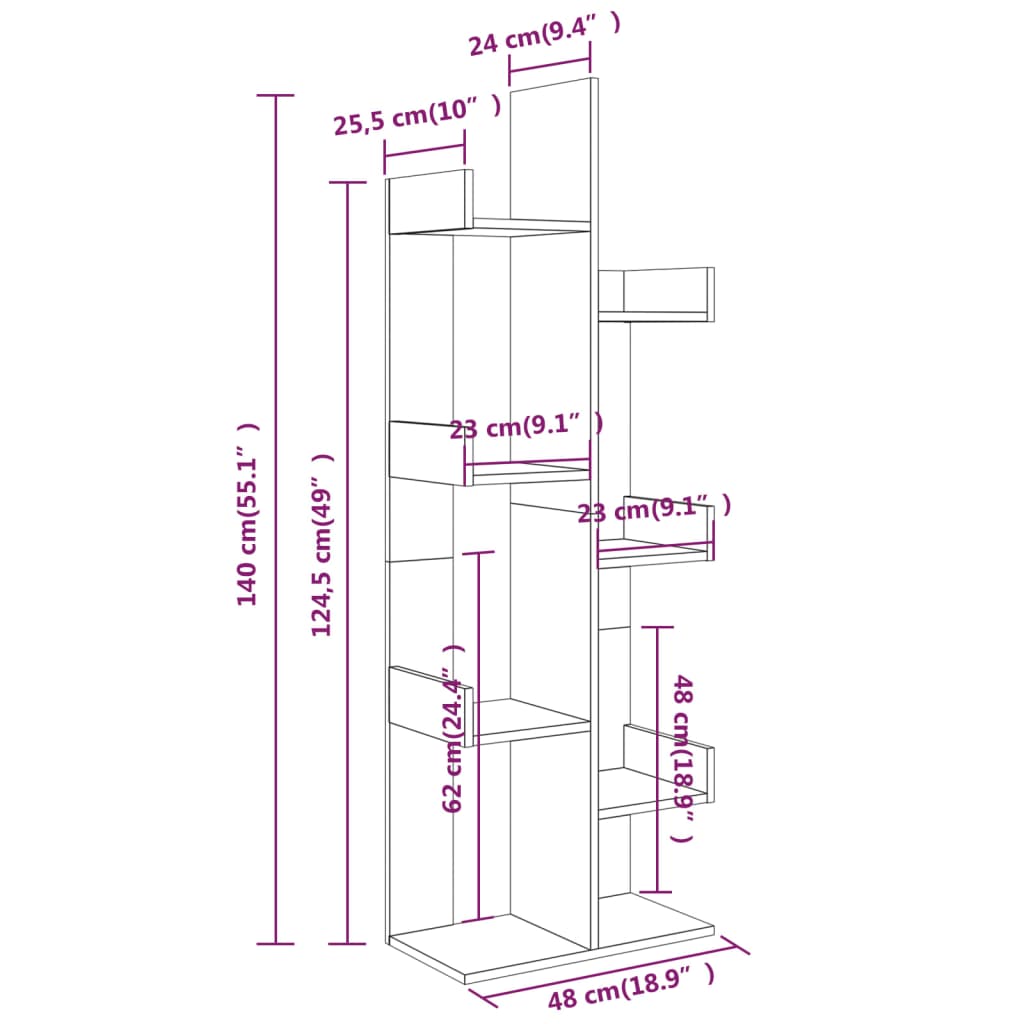 Book Cabinet 48x25.5x140 cm Grey Sonoma Engineered Wood