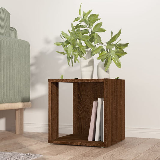 Side Table Brown Oak 33x33x34.5 cm Engineered Wood