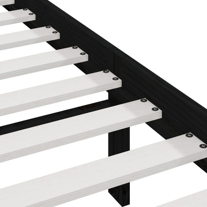 Bed Frame without Mattress Black Solid Wood Pine 140x190 cm