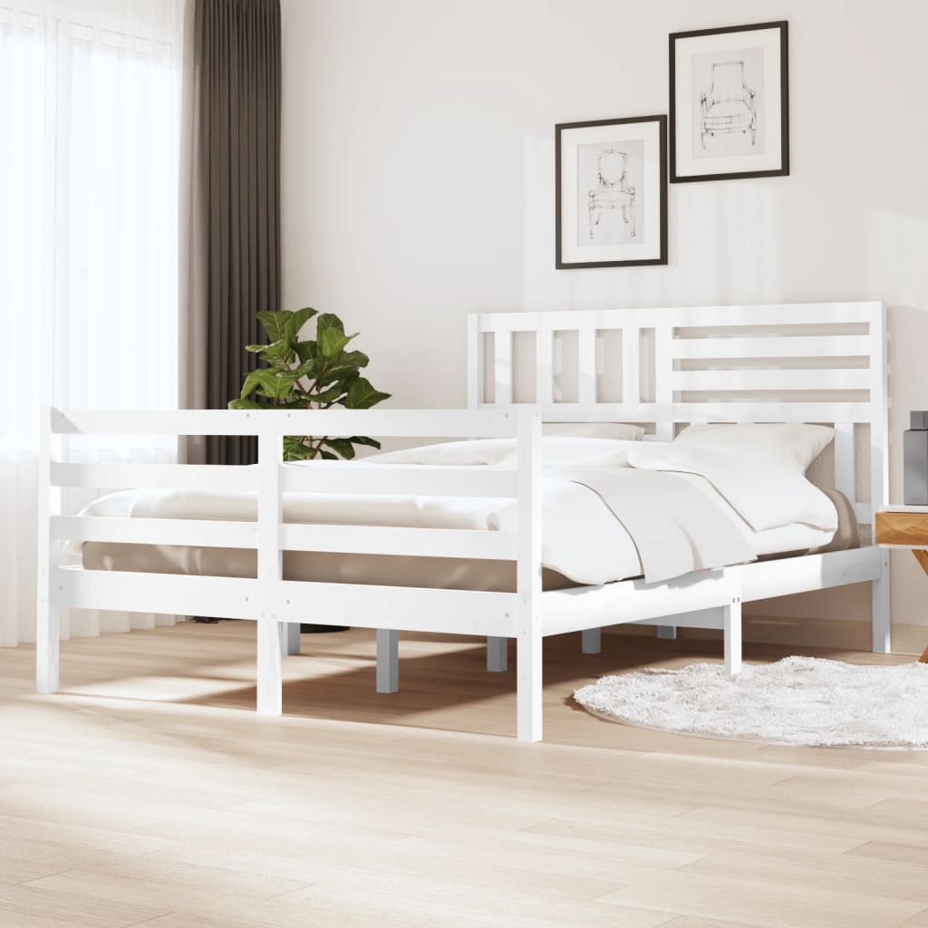 Bed Frame without Mattress White 120x190 cm Small Double  Solid Wood