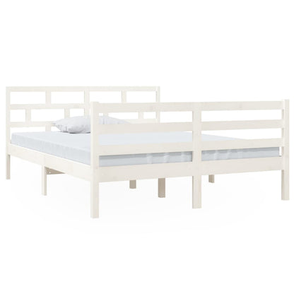 3101264 vidaXL Bed Frame without Mattress White Solid Wood 140x190 cm (810411+814195)