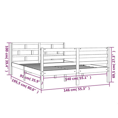 3101264 vidaXL Bed Frame without Mattress White Solid Wood 140x190 cm (810411+814195)