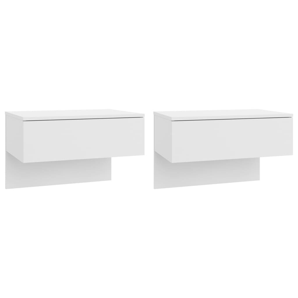 Wall-mounted Bedside Cabinets 2 pcs High Gloss White