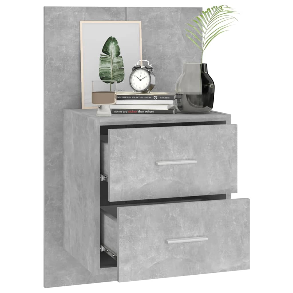 Wall-mounted Bedside Cabinet Concrete Grey