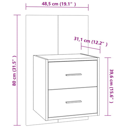 Wall-mounted Bedside Cabinet Concrete Grey