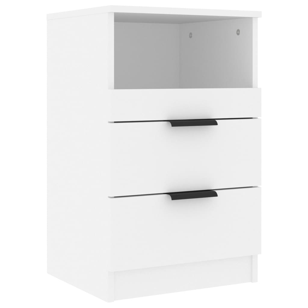 Bedside Cabinet White Engineered Wood