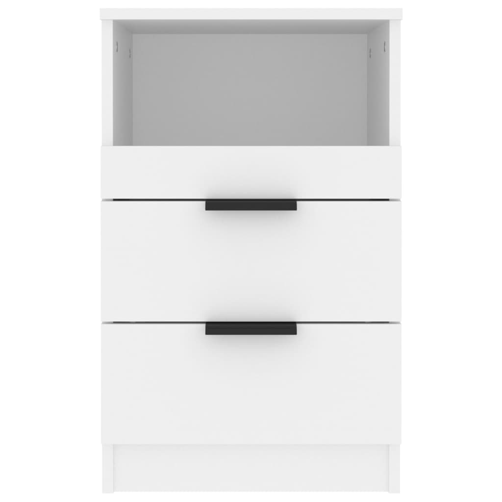 Bedside Cabinet White Engineered Wood