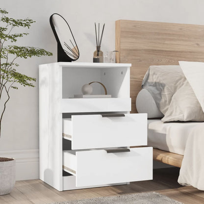 Bedside Cabinets 2 pcs White Engineered Wood