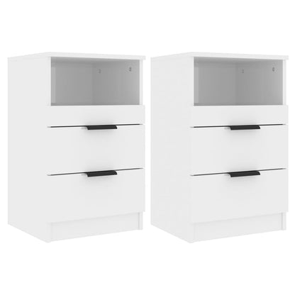 Bedside Cabinets 2 pcs High Gloss White Engineered Wood