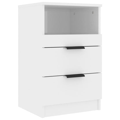 Bedside Cabinets 2 pcs High Gloss White Engineered Wood