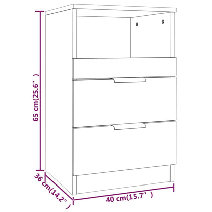 Bedside Cabinets 2 pcs High Gloss White Engineered Wood