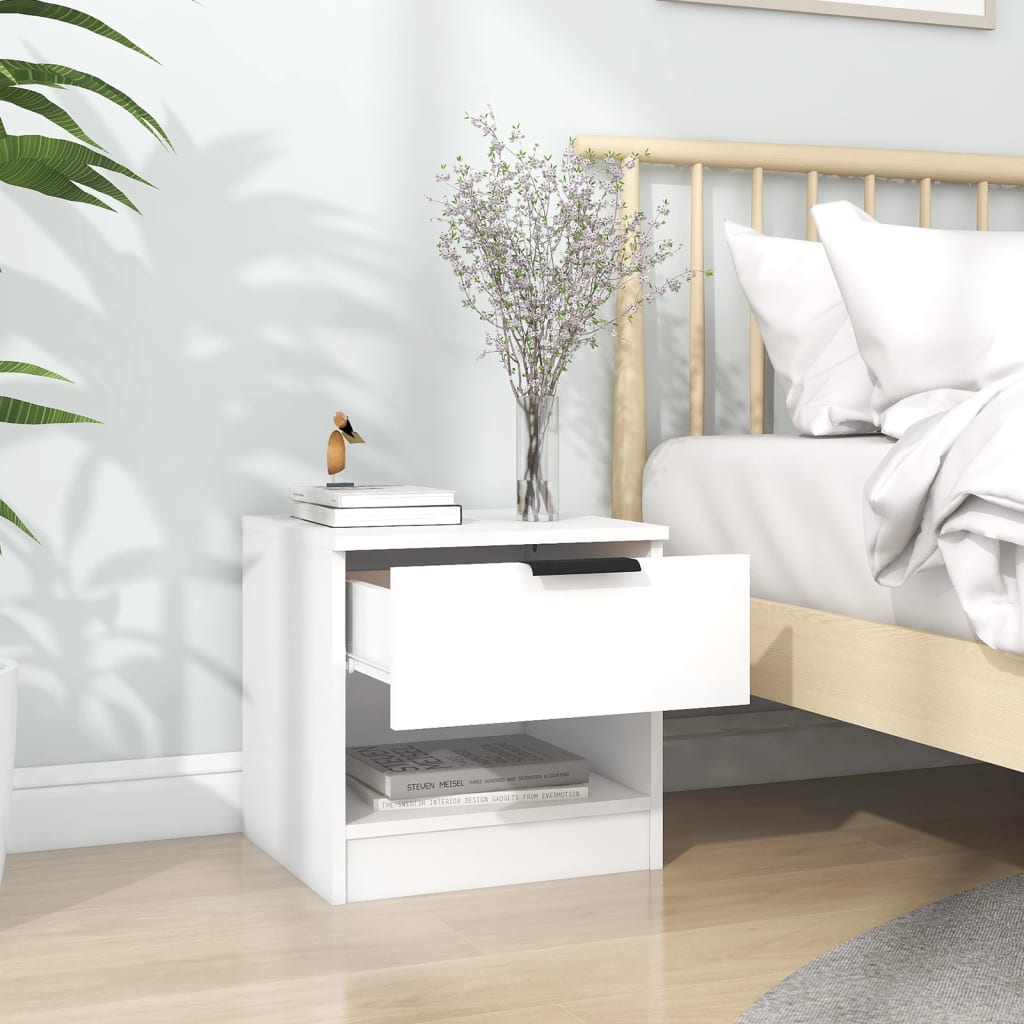 Bedside Cabinets 2 pcs White Engineered Wood