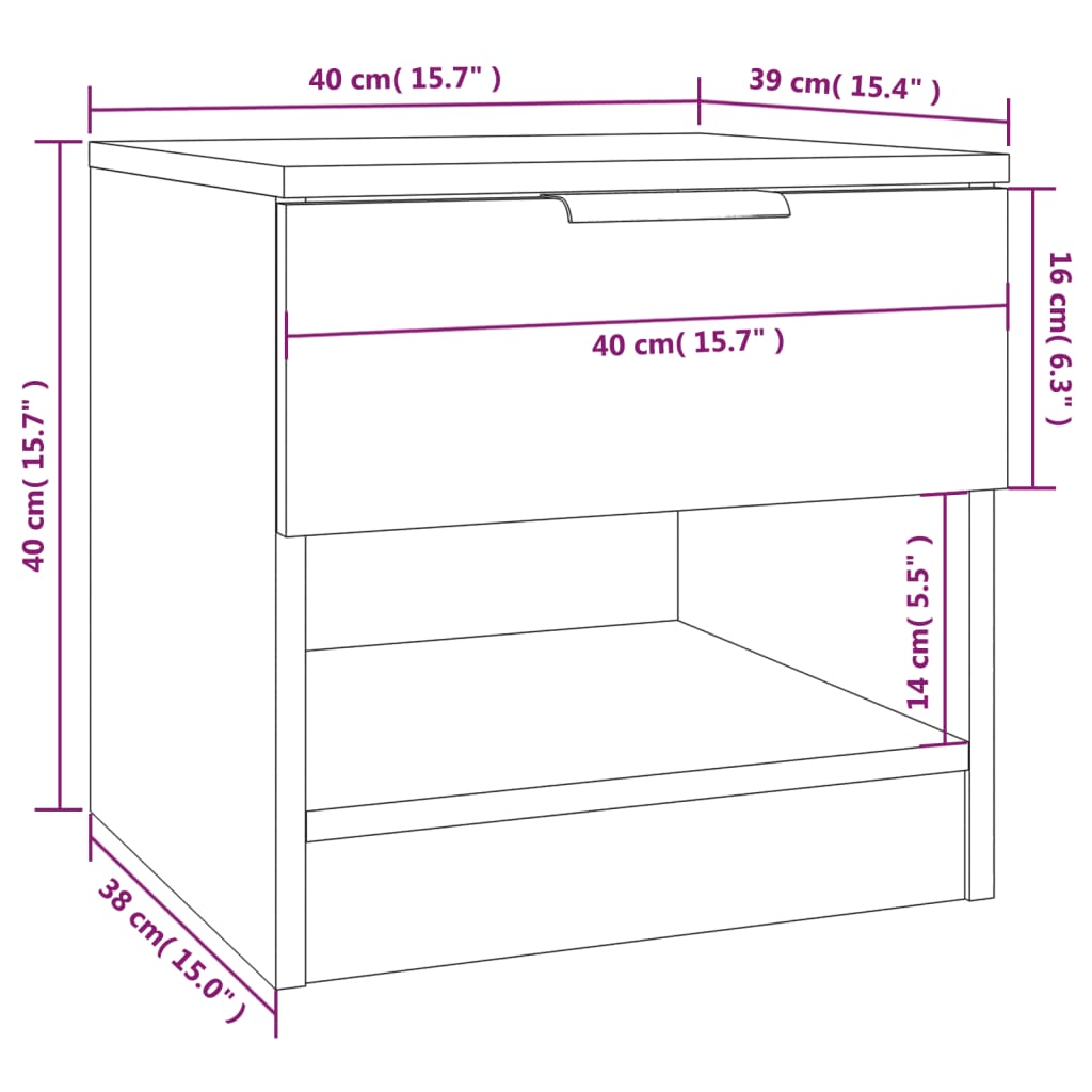 Bedside Cabinets 2 pcs White Engineered Wood